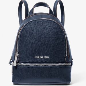 Michael Kors Rhea Extra-Small Printed Signature Logo Backpack Navy Blue